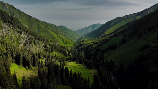 Aerial Mountains landscape in Kazakhstan