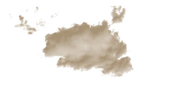 Single Dust sand soil smoke cloud fluffy cloud isolated on transparent background