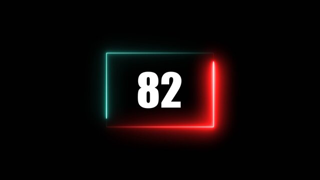 Loading icon neon light rectangle frame white color 4k illustration. 82 Download progress, interface white color 4k illustration.