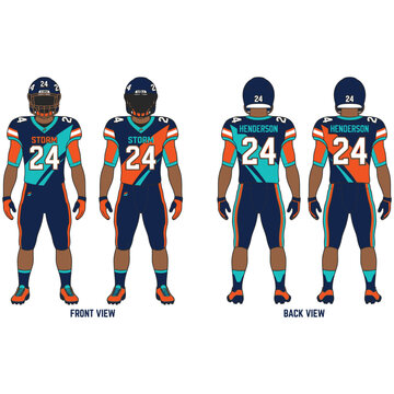 American football team uniform jersey and pants template with american, football