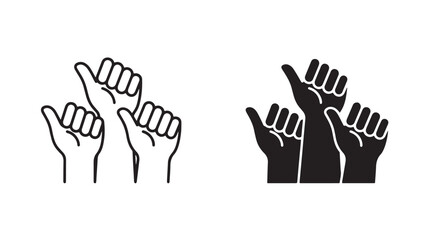 Fototapeta premium Hands Gesturing Thumbs Up In Black And White For Approval Concepts
