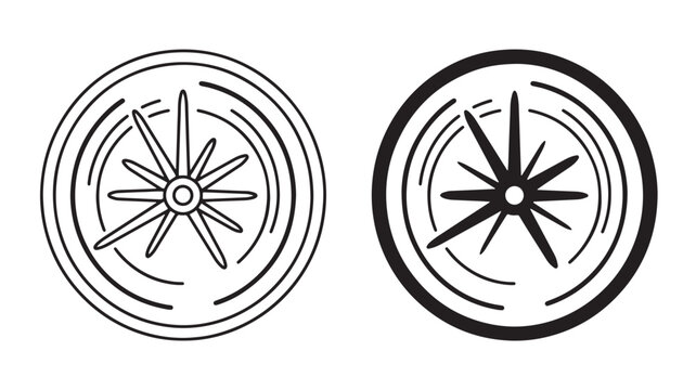 Compass Navigation Icons Isolated On White For Travel Direction Concepts