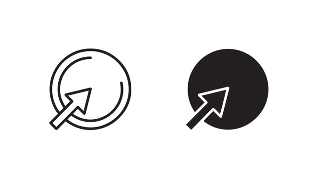 Black and white arrow icons for loading and redirecting on isolated background for web design concepts
