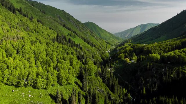 Aerial Mountains landscape in Kazakhstan