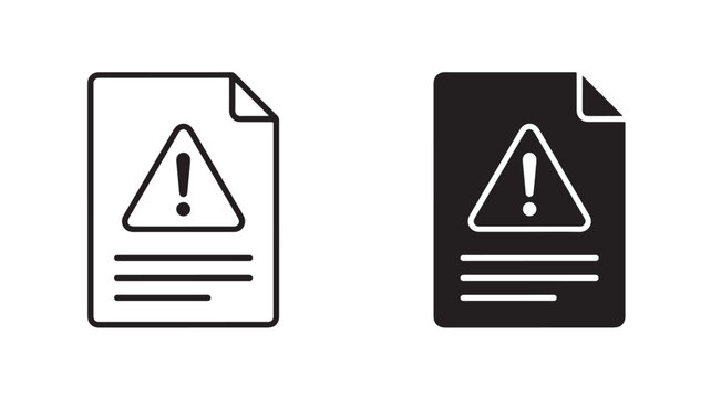 Warning Sign Icons On Documents Black And White For Safety Concepts