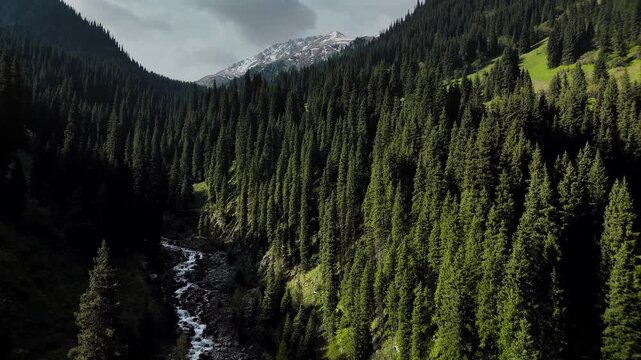 Aerial Mountains landscape in Kazakhstan