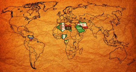 Fototapeta premium OPEC member coutries on world map in 2026