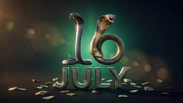 16 July Snake Typography &ndash; World Snake Day Concept