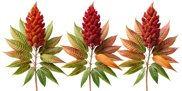 Set of Sumac flower isolated on a transparent background