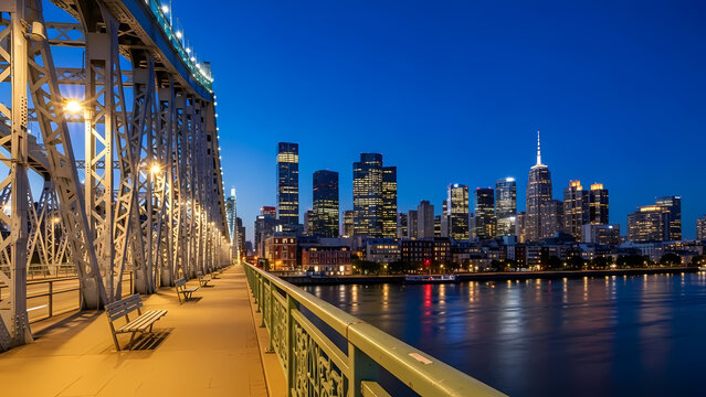 Montreal Skyline at Dusk, Jacques Cartier Bridge, Cityscape Night