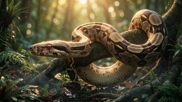Giant Boa Constrictor &ndash; Rainforest Wildlife Cinematic Portrait