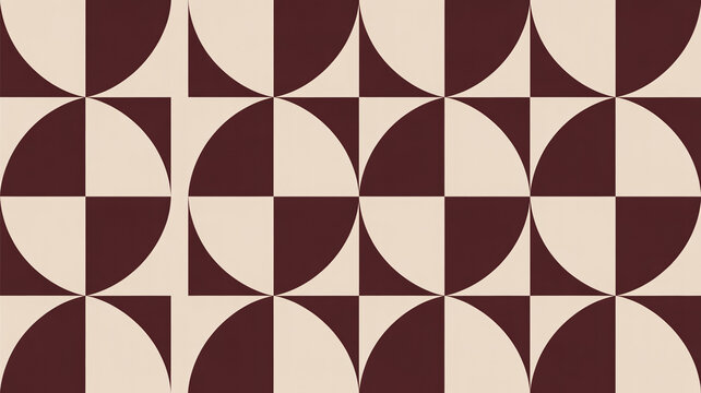 vector seamless pattern, Seamless Geometric Pattern with Dark Brown and Cream Quarter Circle Shapes Background