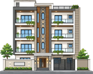 Fototapeta premium Modern Residential House Construction Vector Design