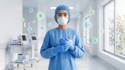 Fototapeta premium Scientists creating modern vaccine solution against emerging hantavirus infection in biotechnology laboratory. Healthcare and virology concept.