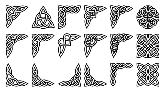 Collection Of Celtic Knot Corner Designs Border Graphic,  Ornament Irish Celtic Corner Ornaments And Border Frames In Vector