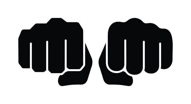 two clenched fists silhouette black and white