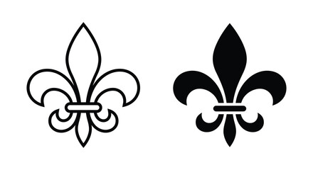 fleur de lis symbols in outline and solid black silhouette © Mama