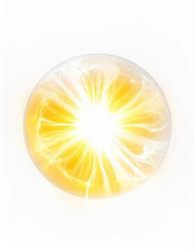 Luminous orb with radiant yellow energy bursting outwards