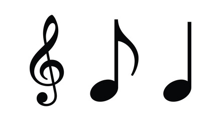music notes and treble clef in black silhouette © Mama