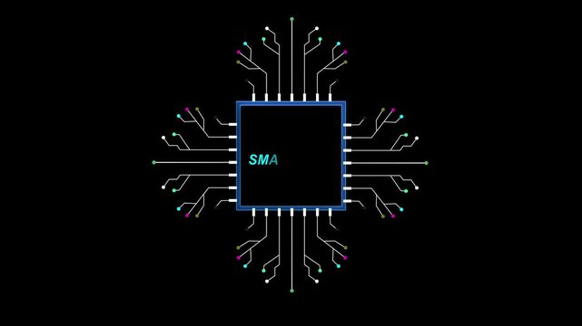 Smart Chip Icon on black Background computer processor SMART CHIP &ndash; Powering the Future. 4k animation
