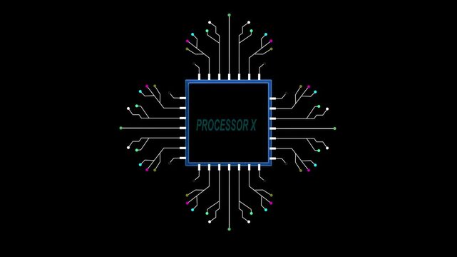 White Core Processor Icon on Black Background chip .Processor &ndash; Powering the Future