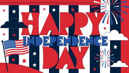 Obraz premium 4th of July, Happy Independence Day, American Flag, Patriotic Vector