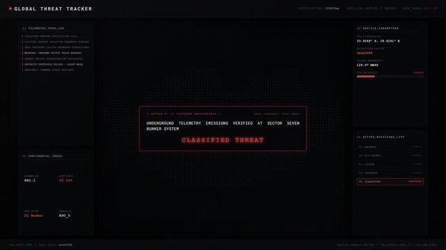 Global Cyber Threat Tracker Interface Displaying Security Alerts