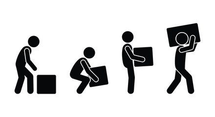 sequence of people lifting boxes silhouette © Mama