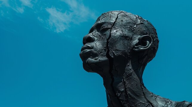 Cracked Statue Symbolizing Climate Crisis