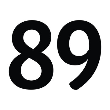 Number eighty-nine in bold font, nobody, white background