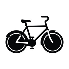 Fototapeta premium Bicycle icon, black silhouette, nobody, simple design