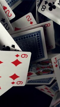 Poker Cards. Filmed on a high-speed camera at 1000 fps. High quality FullHD footage