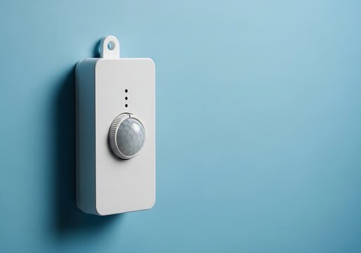 White motion sensor light switch on blue background