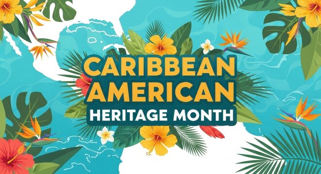 Caribbean american heritage month colorful vector illustration