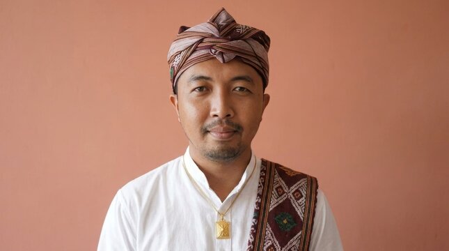 Sabu man from Sumba, East Nusa Tenggara, wearing complete traditional attire