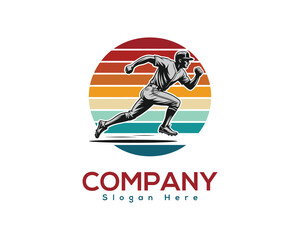 Fototapeta premium Running Athlete Retro Logo Design – Vintage Sports Vector Illustration