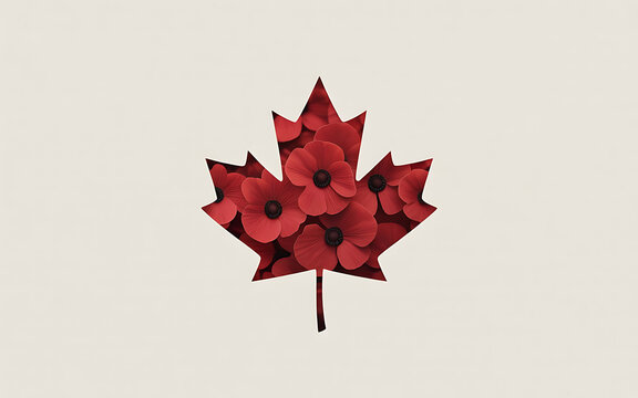 Remembrance day poppy maple leaf symbol canadian veterans support illustration