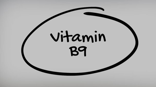 Vitamin B9 Hand Writing Text on Glass Screen