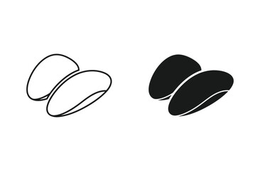 Fototapeta premium Smooth stone icon set for spa wellness and meditation themes in minimalist line art and solid black vector illustration design style