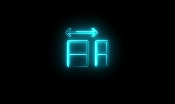 Glowing neon red color line of dollar sign with right and left arrow icon animation business graph, signal moving road side sign symbol on black background.4k video animation .