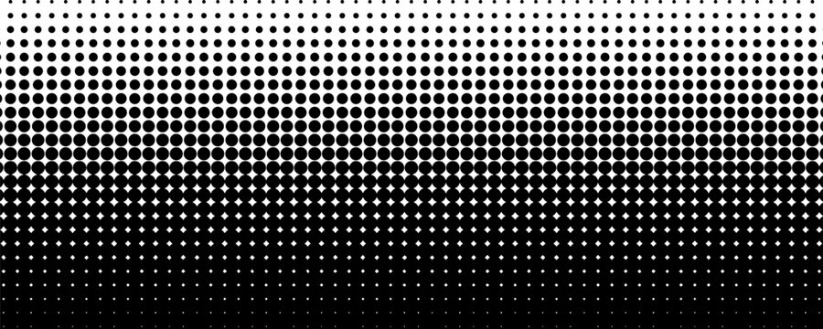 Dotted gradient vector illustration, white and black halftone background