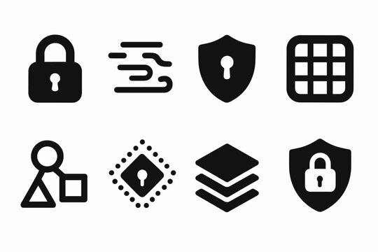 Abstract Encryption Icons. Abstract encryption concept. Filled icon set of Abstract encryption concept: