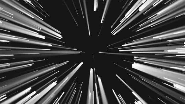 Speed Motion Blur White Lines Radiating From Center Black Background Fast Motion Abstract