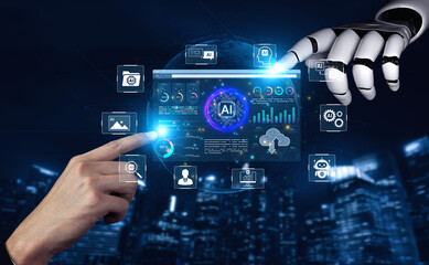 Obraz premium AI analytics turns data into insight for business planning, reporting, and decision support. Use AI analytics to monitor performance, automate analysis, and guide strategy. Corpus