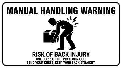 Naklejka premium Warning Sign for Manual Handling Risk.