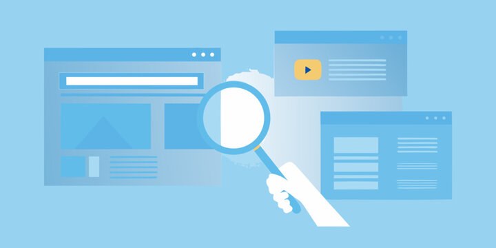 magnifying glass searching interface flat vector illustration