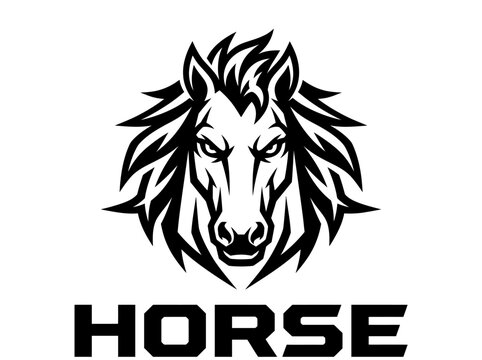 Black Horse Head Logo Design.