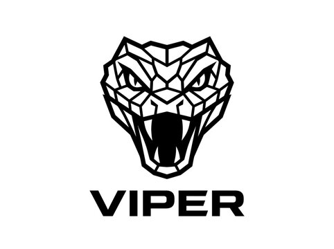Geometric Viper Snake Head Logo Design.