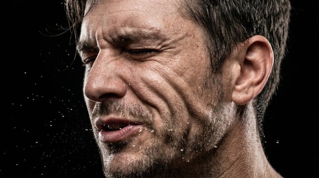 Human face intense impact motion