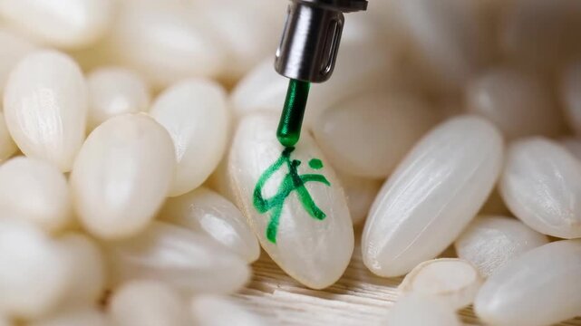 Tooth macro shot with green dental floss and white enamel on bristle background for oral hygiene concept